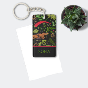 Spices pattern custom name black keychain