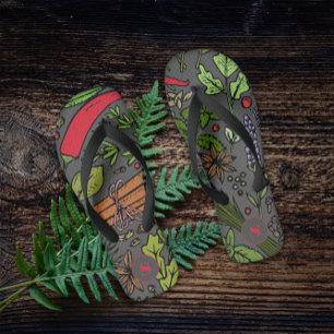 Spices pattern custom name grey flip flops