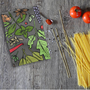 Spices pattern custom name grey kitchen towel