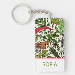 Spices pattern custom name keychain