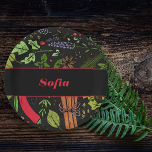 Spices pattern  name black paper plate