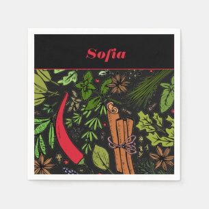 Spices  pepper pattern name black napkin