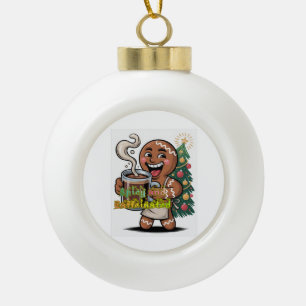 Spicy and Caffeinated Ceramic Ball Christmas Ornament