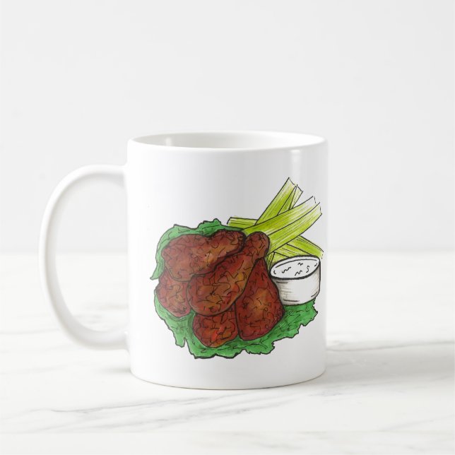 Spicy BBQ Buffalo Chicken Wings New York Bar Food Coffee Mug (Left)
