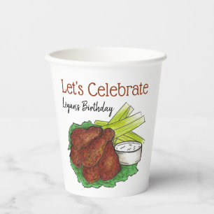 Spicy BBQ Buffalo Chicken Wings Tailgate Big Game Paper Cups