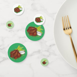 Spicy BBQ Buffalo Chicken Wings Tailgate Party Confetti