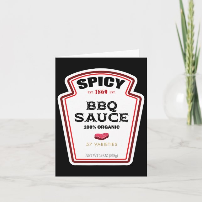 Spicy Bbq Sauce Bottle Label Funny Halloween Costu Card (Front)