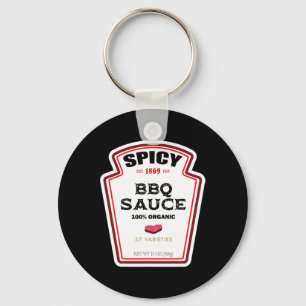 Spicy Bbq Sauce Bottle Label Funny Halloween Costu Keychain
