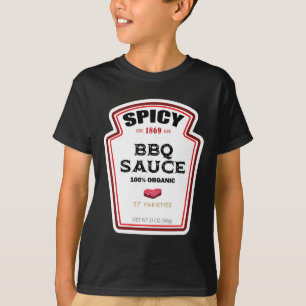 Spicy Bbq Sauce Bottle Label Funny Halloween Costu T-Shirt