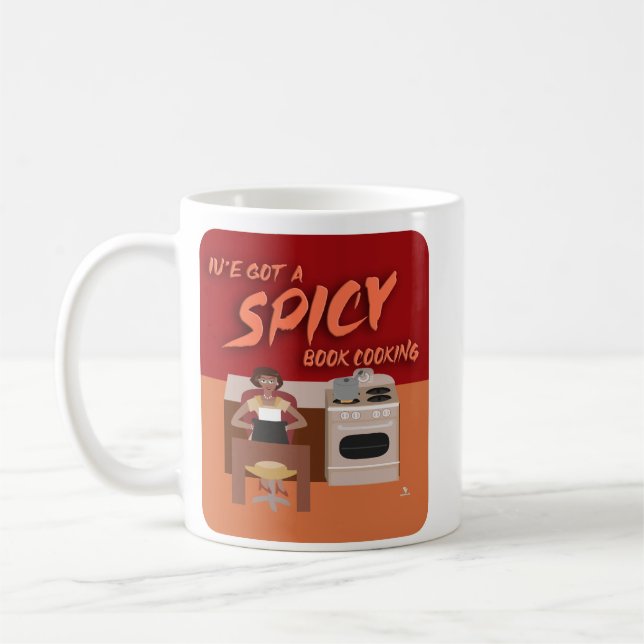 Spicy Book Cook Romance Author Retro Snark Coffee Mug (Left)