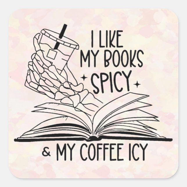 Spicy Books & Icy Coffee Square Sticker (Front)