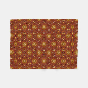 Spicy Brown Yellow Masala Pattern Fleece Blanket