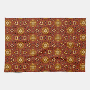 Spicy Brown Yellow Masala Pattern Kitchen Towel