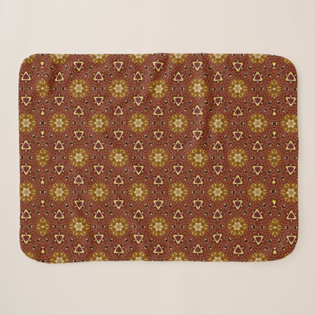 Spicy Brown Yellow Masala Pattern Sherpa Blanket (Front (Horizontal))