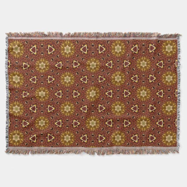 Spicy Brown Yellow Masala Pattern Throw Blanket (Front)