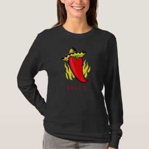 Spicy Chili Jalapeno Pepper Hot Chili Pod Sombre T-Shirt
