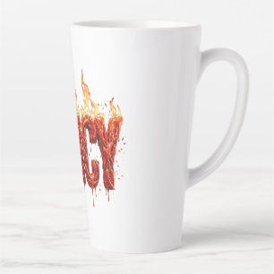 Spicy Chili Pepper Fire Typography Foodie Hot Sauc Latte Mug