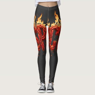 Spicy Chili Pepper Fire Typography Foodie Hot Sauc Leggings
