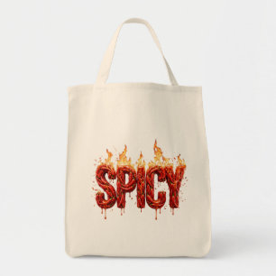 Spicy Chili Pepper Fire Typography Foodie Hot Sauc Tote Bag