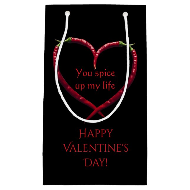 Spicy Chili Pepper Heart  Small Gift Bag (Front)