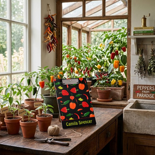 Spicy Chili Pepper Pattern Personalized Clipboard (Creator Uploaded)