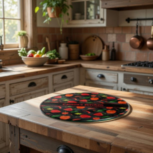 Spicy Chili Pepper Pattern Personalized Glass Cutting Board