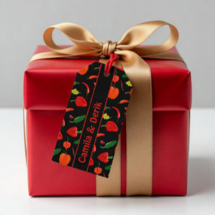Spicy Chili Pepper Pattern Personalized Party Gift Tags