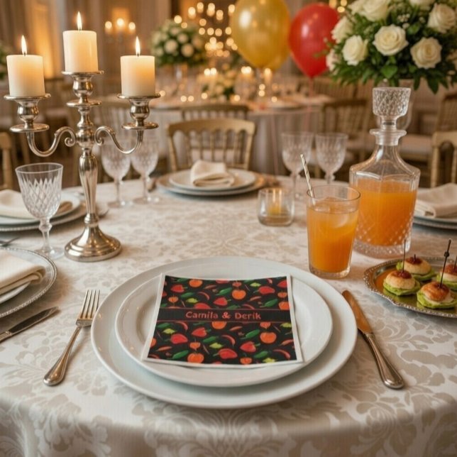 Spicy Chili Pepper Pattern Personalized Party Napkin (Creator Uploaded)