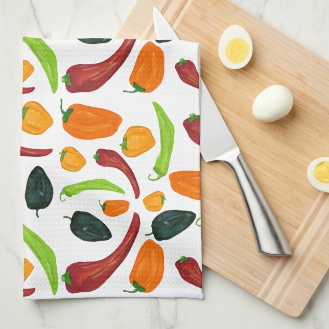 Spicy Chili Pepper Southwestern Kitchen Towel (Quarter Fold)