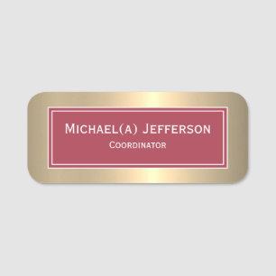 Spicy Dark Red And Gold Corporate & Formal Events  Name Tag