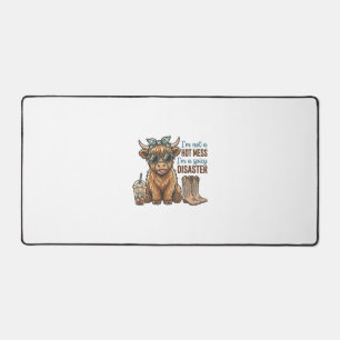 Spicy Disaster Highland Cow Coffee Western Shirt D Desk Mat