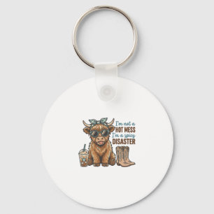 Spicy Disaster Highland Cow Coffee Western Shirt D Keychain