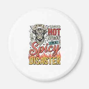 Spicy Disaster Highland Cow Vintage Western Shirt Magnet