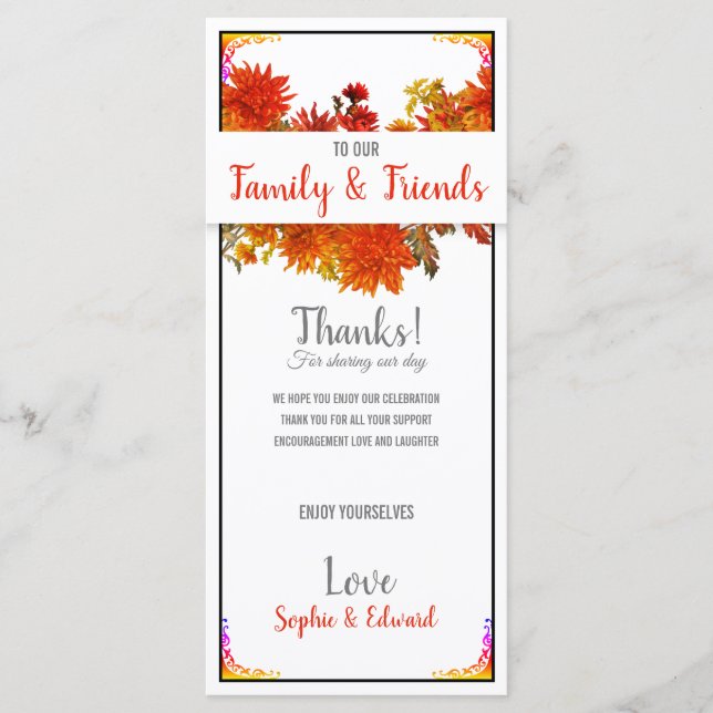 Spicy Floral Thank You Menu (Front)