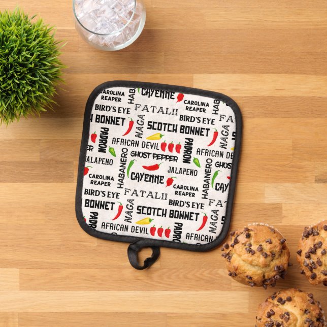 Spicy Food Hot Chillies Jamaican Cooking Pot Holder (Top Down)