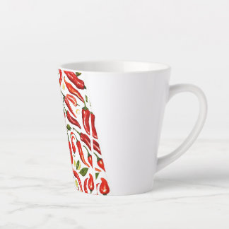Spicy Heat: Fiery Thai Chilis Illustration Sheet Latte Mug