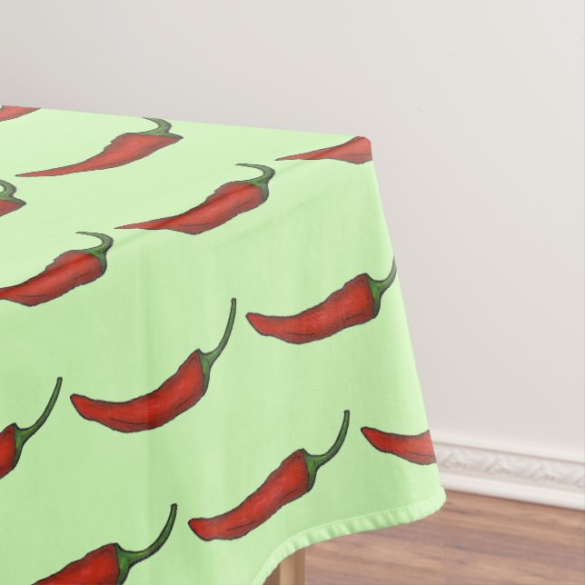 Spicy Hot Chili Chile Red Pepper Foodie Print Tablecloth (In Situ)
