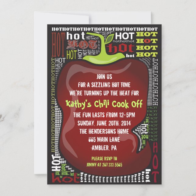 SPICY HOT CHILI PEPPER Party Invitation Invite (Front)