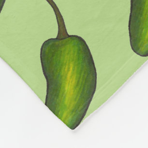 Spicy Hot Green Jalapeño Pepper Vegetable Print Fleece Blanket