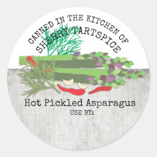 Spicy hot pickled asparagus home canning label
