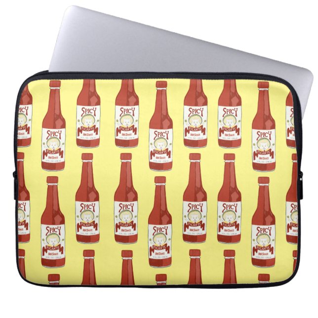 Spicy Hot Sauce Cat Picante Pattern Laptop Sleeve (Front)
