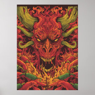 Spicy Hot Sauce Label Design - Customizable and St Poster