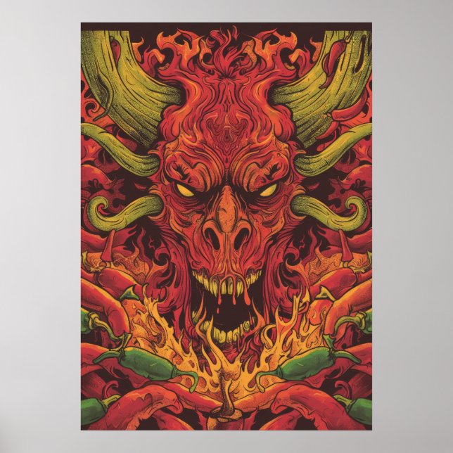 Spicy Hot Sauce Label Design - Customizable and St Poster (Front)
