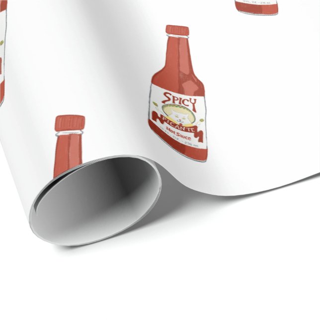 Spicy! Hot Sauce Salsa White Wrapping Paper (Roll Corner)