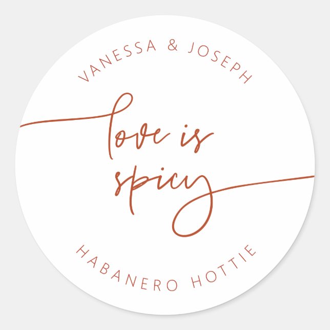 Spicy Jam Jar Label Wedding Favour Sticker G400 (Front)