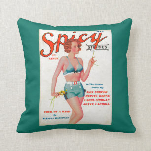 Spicy Magazine Cover Throw Pillow