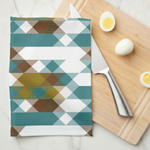 spicy mustard, faded jade, white and nutmeg  kitchen towel
