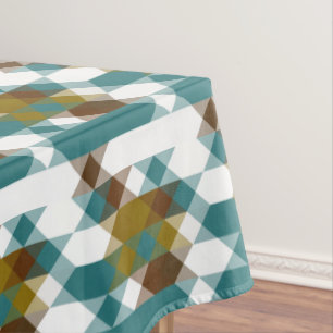 spicy mustard, faded jade, white and nutmeg  tablecloth