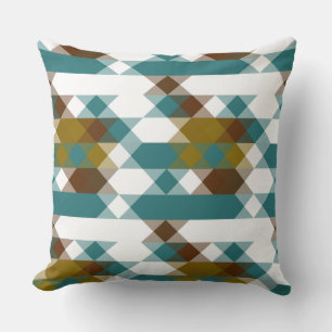 spicy mustard, faded jade, white and nutmeg throw pillow