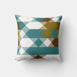 spicy mustard, faded jade, white and nutmeg throw pillow
